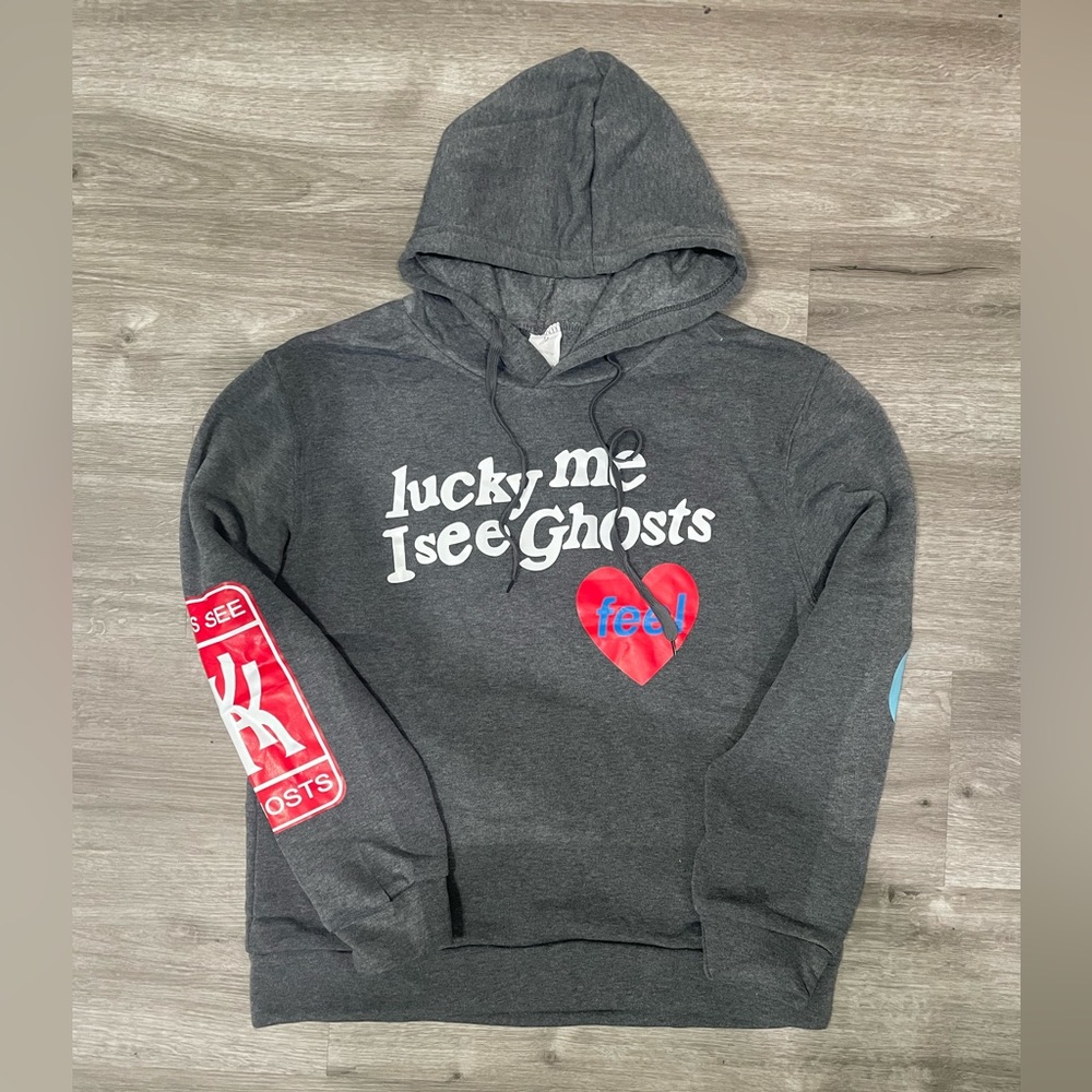 Unisex Trendy Gray Graffiti Letters Hoodie